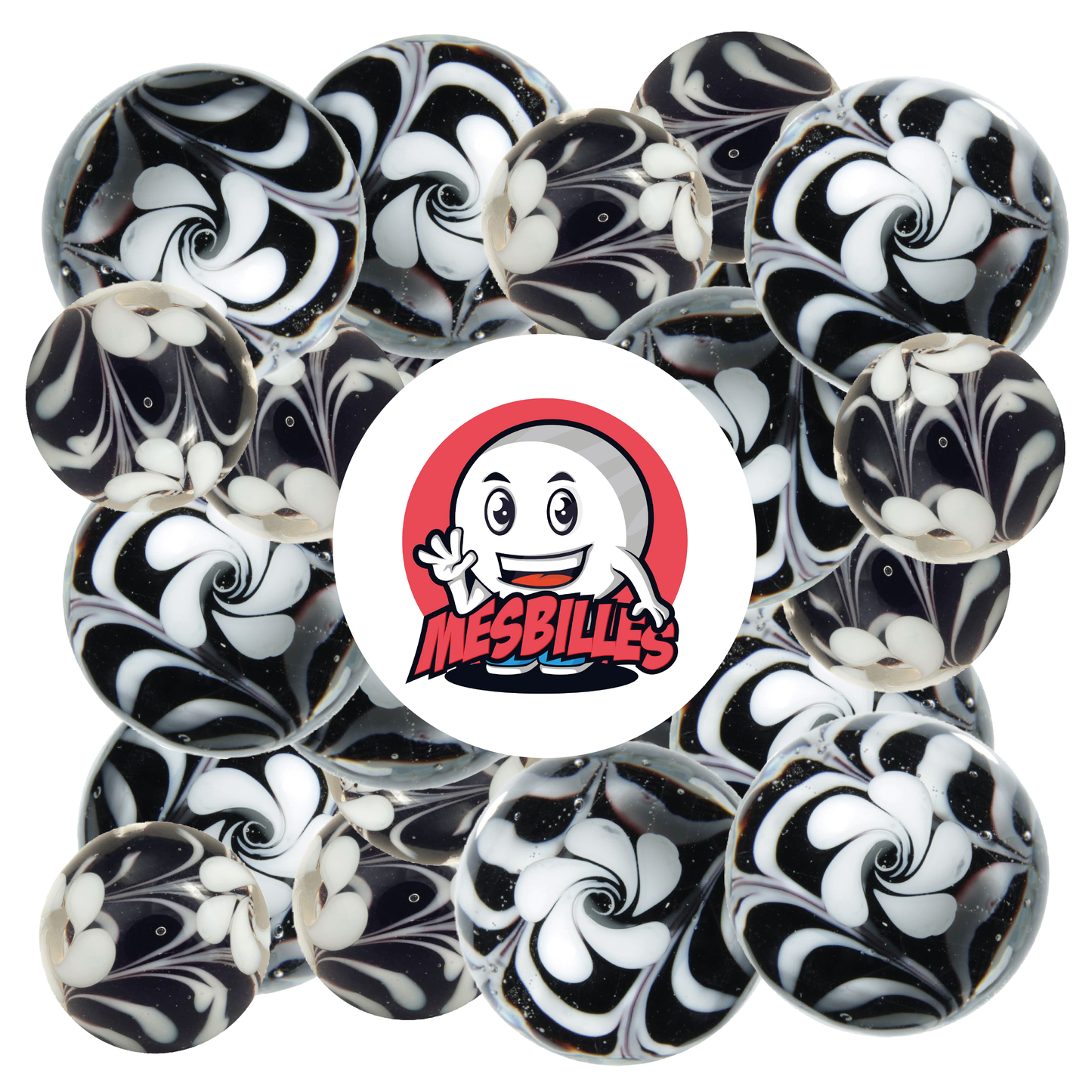 1 Bille Art Fleur Noire 22 mm