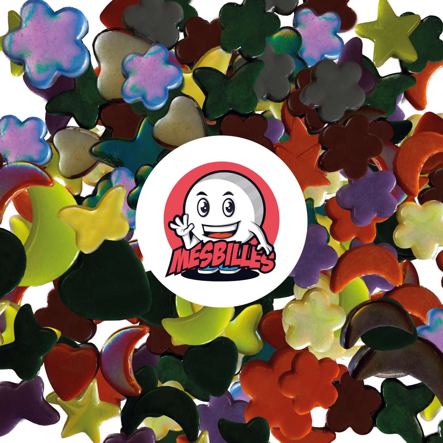 Logo MesBilles su Biglie Cuore Verde Lucida extra piatte
