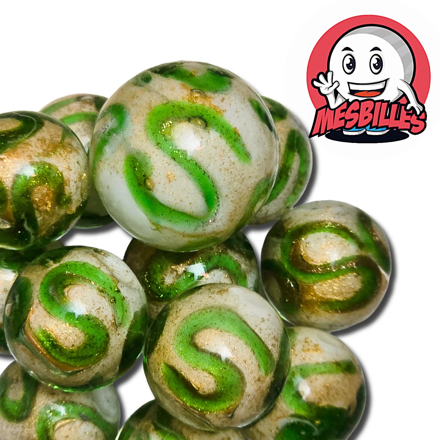 1 Bille Art Bijoux Vert Jaune 22 mm