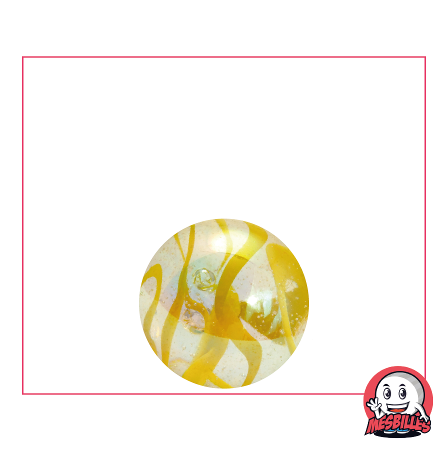 Biglia GIALLO Blu 16 mm, Biglia in vetro traslucido attraversata da striature colorate - MieiBiglie