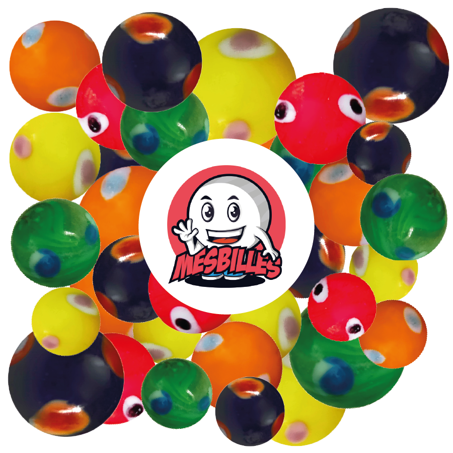 Mascotte - MesBilles Kim'Play Galactika Orange, bille en verre Opaque de 25 mm