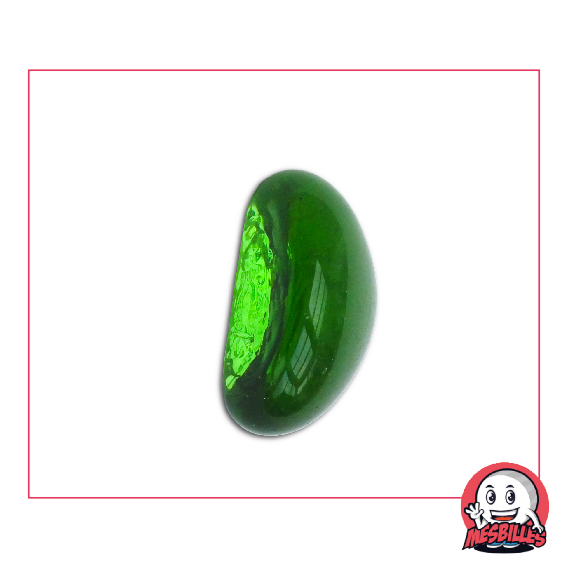 Le Biglie a forma di baccello sono in vetro, misurano circa 25x15 mm e sono traslucide.