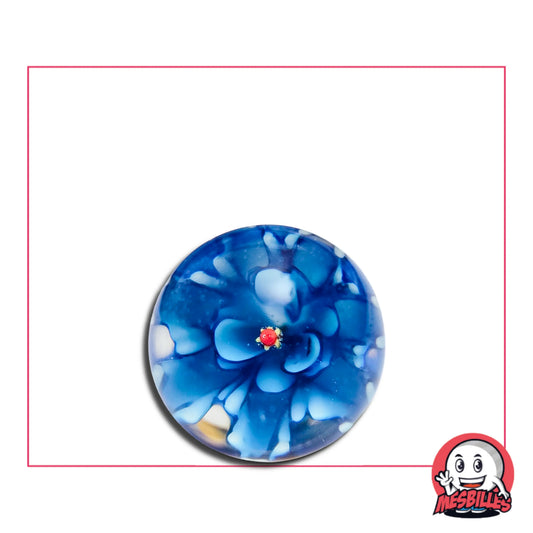 Bille Art Pissenlit Bleu-Clair 16 mm avec fleur bleu clair au cœur du verre translucide – MesBilles