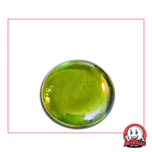 Très Grande Bille Plate en verre Translucide et Brillant de Couleur Vert-Jaune - Pour Jouer, Décorer ou Collectionner, avec MesBilles.