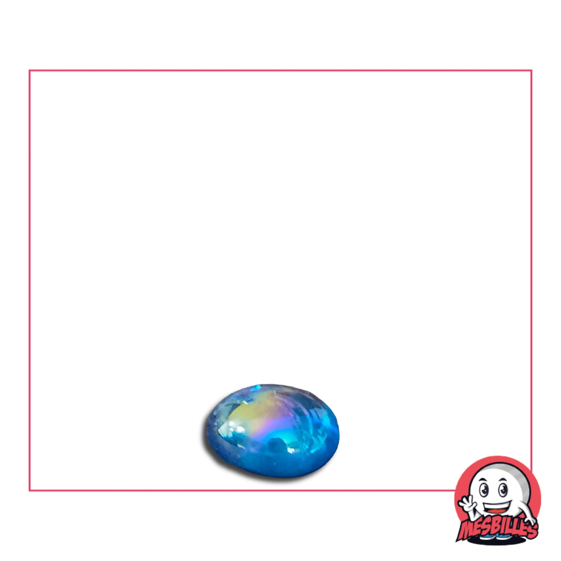 Petit Galet en verre Translucide et Brillant de Couleur Bleu, Collection Bille Irisée.