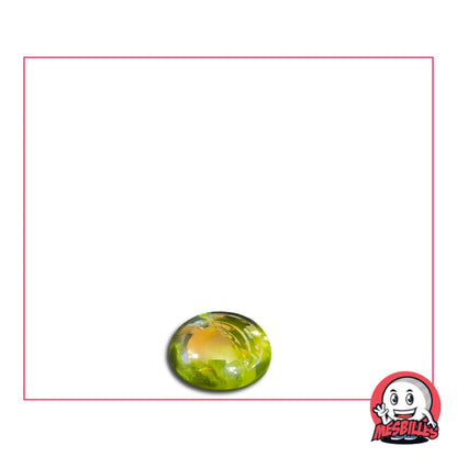 Petit Galet Vert Jaune en verre Translucide et Brillant de Couleur Vert, Collection Bille Irisée : le Graal des Collectionneurs.