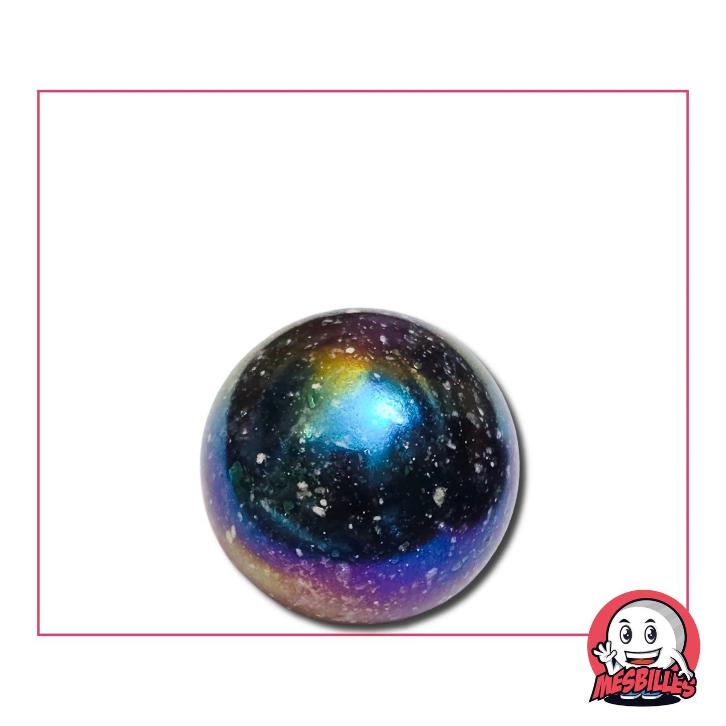 Bille Univers aspect porcelaine sombre et taches colorées, une bille de choix pour collections