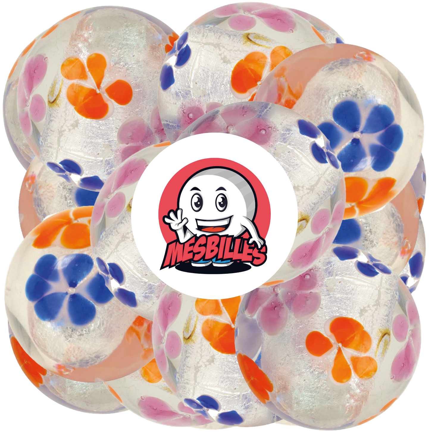 1 Bille Art Fleur Argentée 22 mm