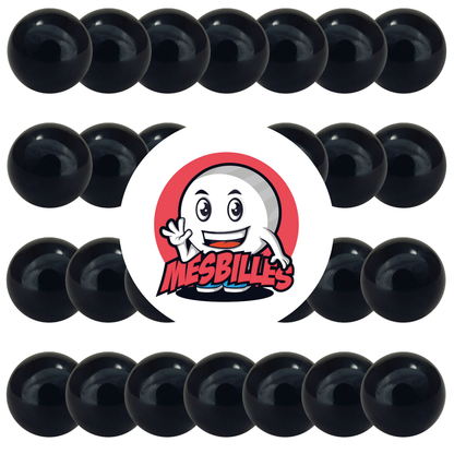 Image de la Mascotte MesBilles entourée de Billes Perle Opaque Noire 14 mm - Bille en verre ronde