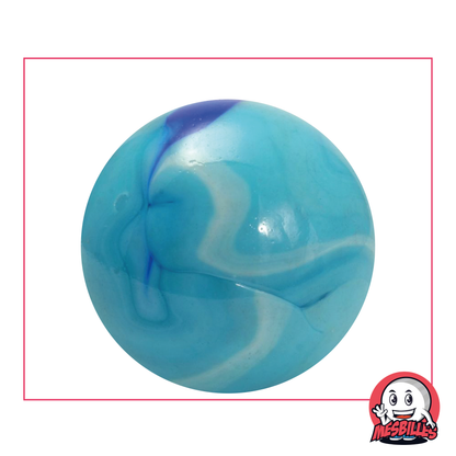 Bille Blue Lagoon 42 mm en verre de couleur Bleu opaque de type porcelaine, bille de taille Baleine