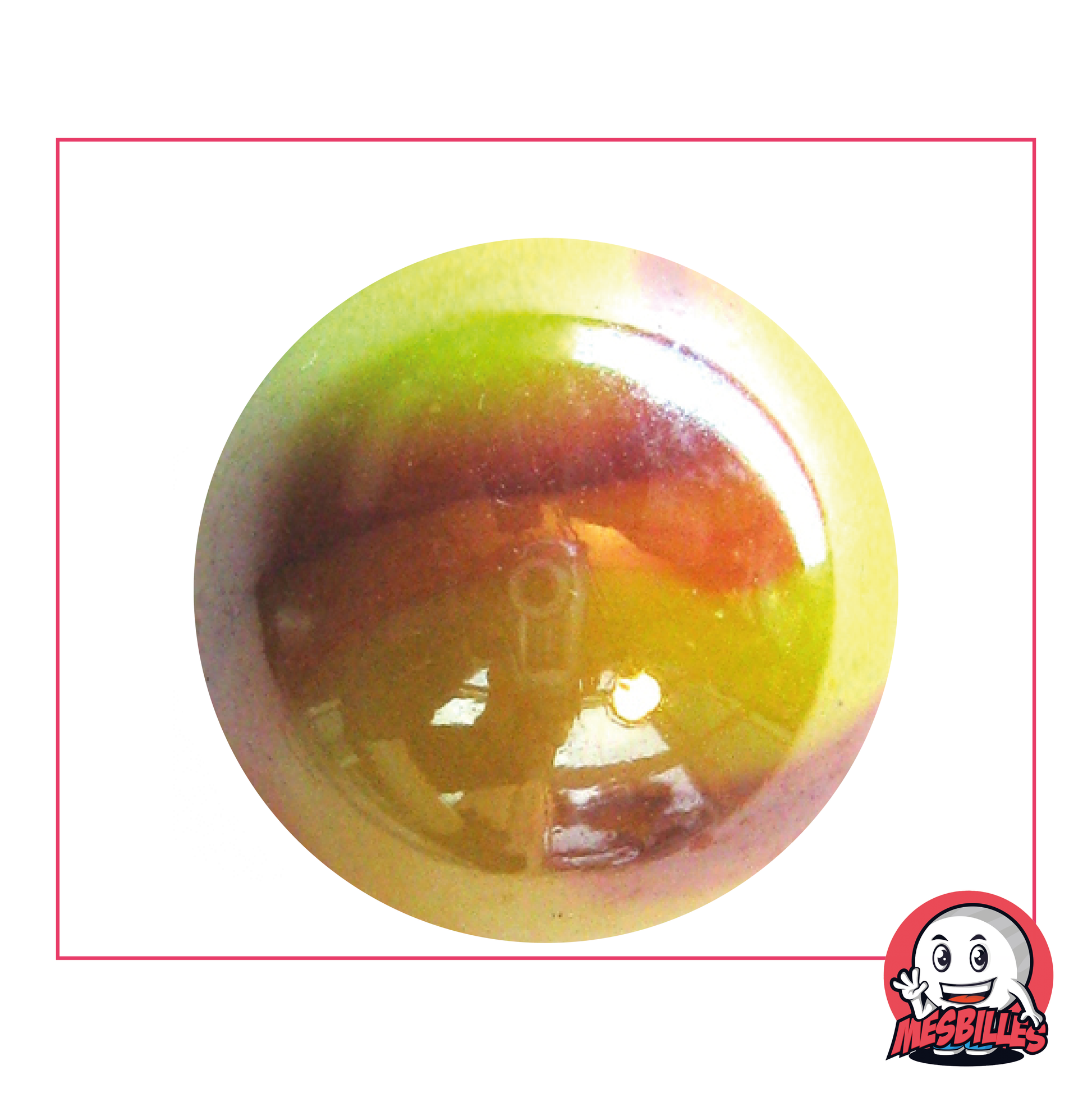 Bille Dragon de 42 mm nacrée brillante jaune et rouge, bille de taille Baleine, très grosse bille