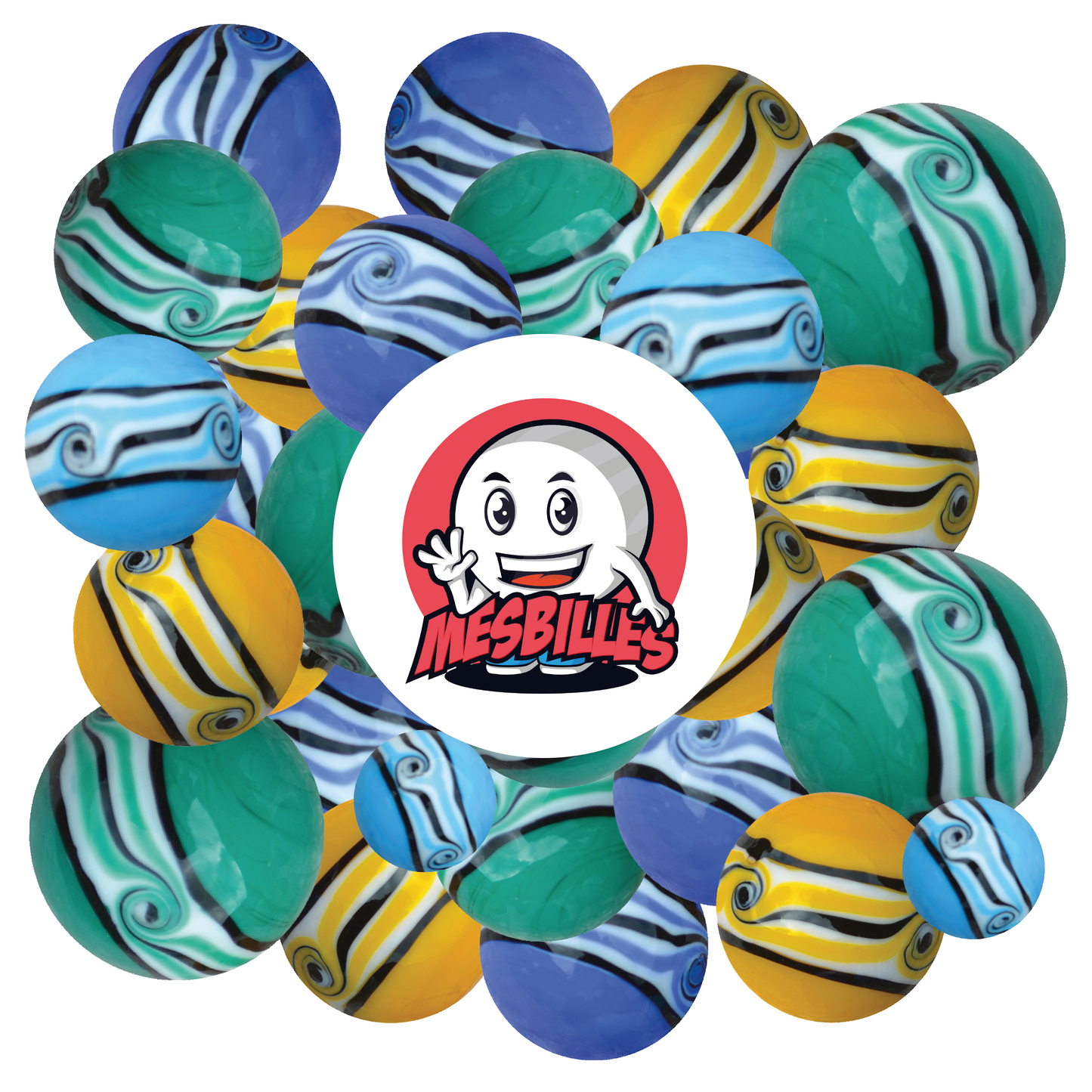 1 Bille Art Hawaï Bleu Clair 16 mm