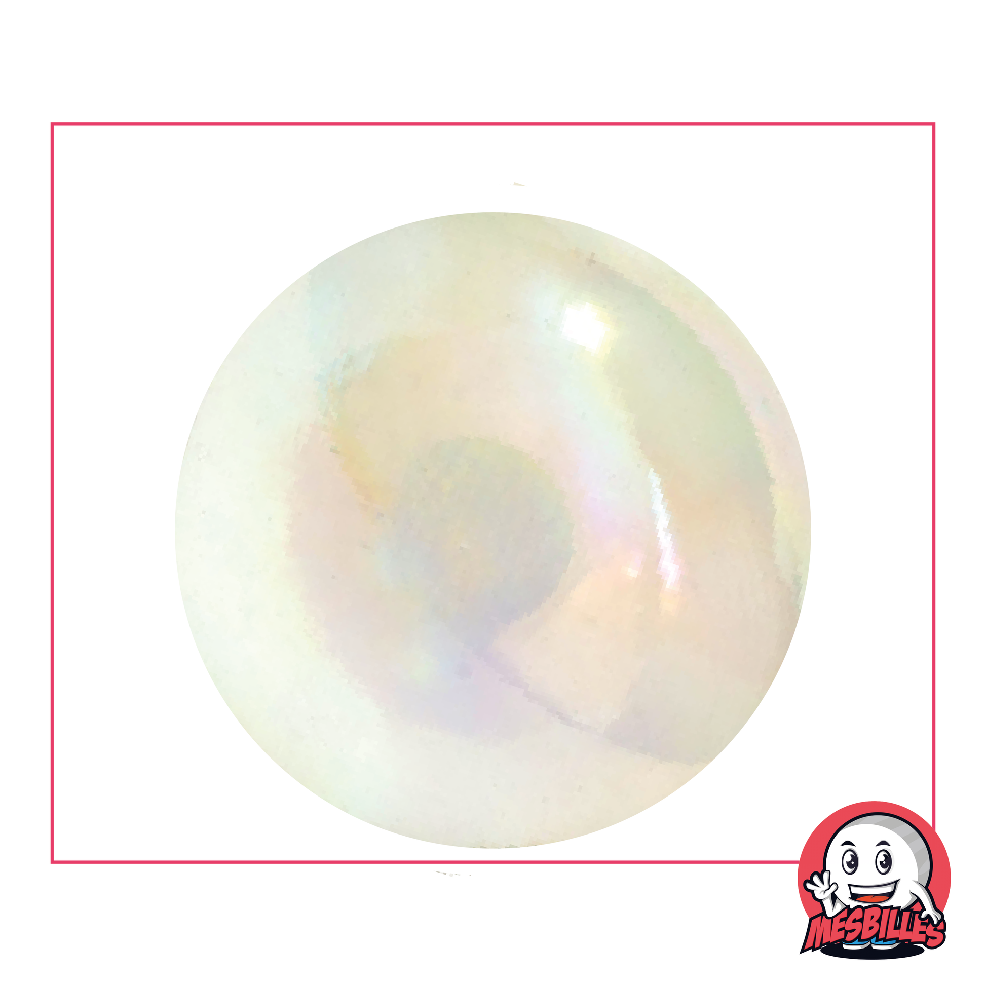 Bille couleur Cristal irisé 42 mm en verre avec reflets brilants, bille taille Baleine, grosse bille