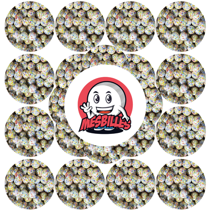 Biglia 14 mm bianca opaca ricoperta di frammenti multicolori - MieiBiglie