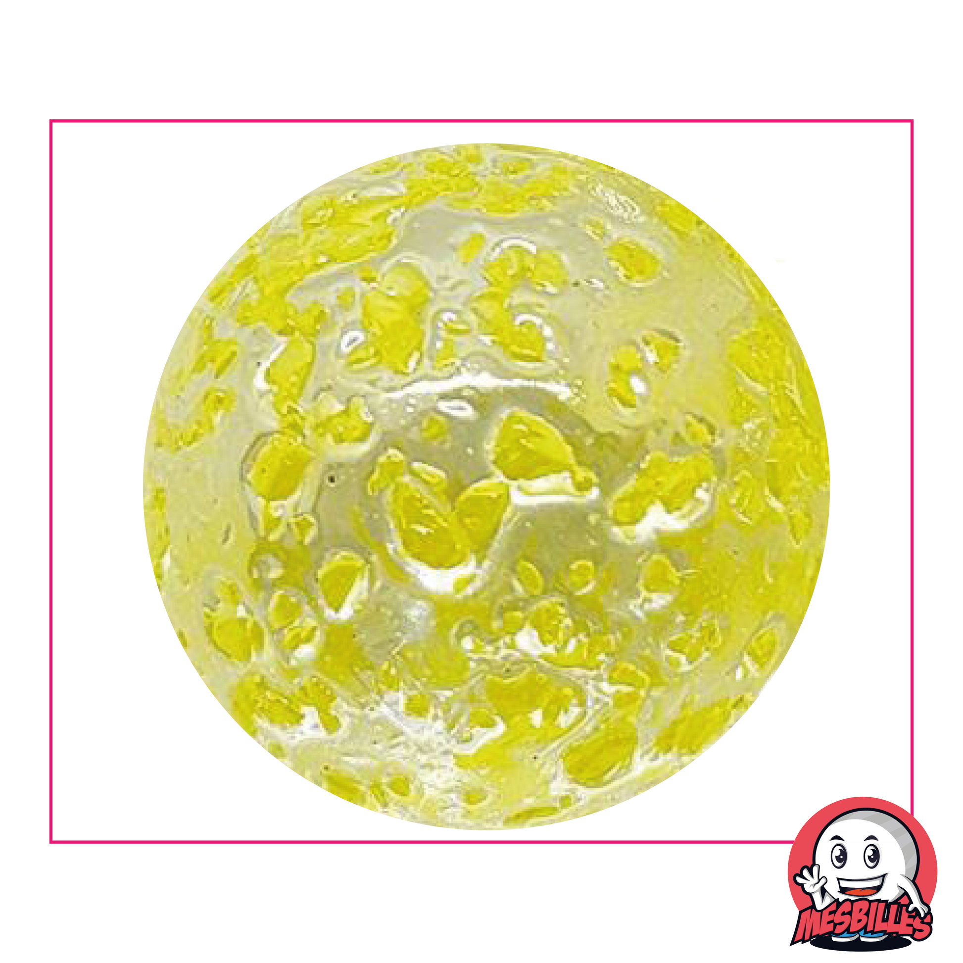 Bille Pépite 50 mm verre translucide éclats jaune - MesBilles