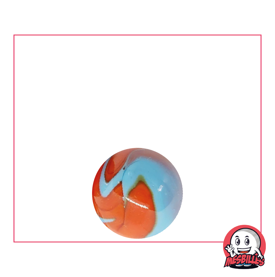 Bille 14 mm orange et turquoise opaque - MesBilles