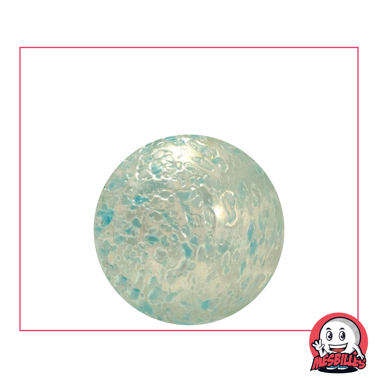Biglia Pepita 22 mm vetro traslucido ricoperto di frammenti Blu - MieiBiglie