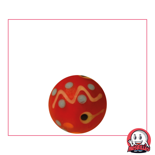 bille d'art rouge givrée décorée de formes géométriques, idéale pour compléter une collection