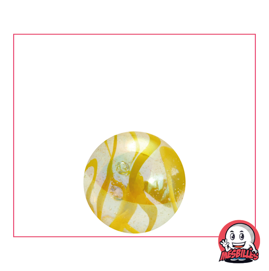 Biglia GIALLO Blu 16 mm, Biglia in vetro traslucido attraversata da striature colorate - MieiBiglie