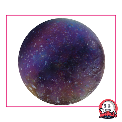 Bille Univers 50 mm en verre Noir recouverte de taches colorées, grosse bille de très grande taille