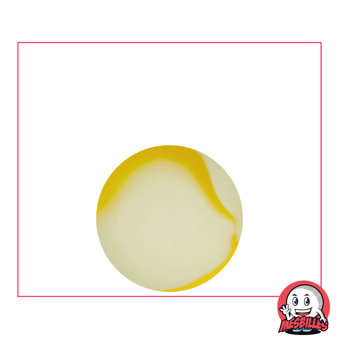 MesBilles  - Bille en verre Dépoli, Bille Givré striée de Jaune 22 mm
