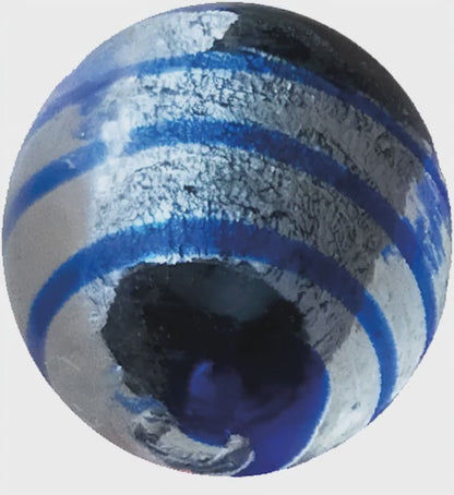 1 Biglia Occhio di Drago Argento Striato Rosso 16 mm